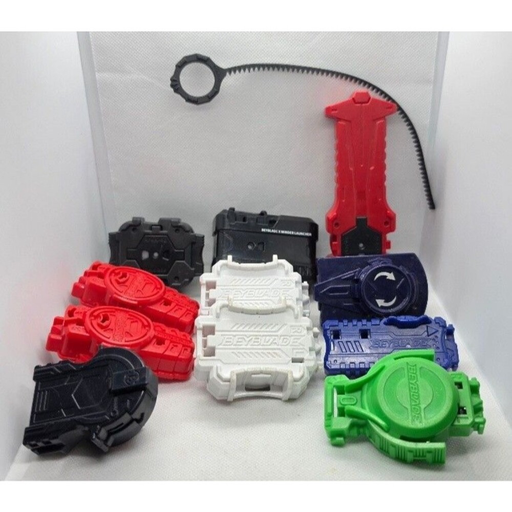 Lot of 11 Beyblade X Launchers Ripcords Grips Accessories Multi Color